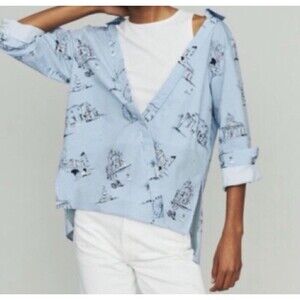 Maje Lasane asymmetric button shirt E19LASANE BLUE size 1